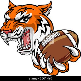 Tiger American Football Player Sports Mascot Stock Vector