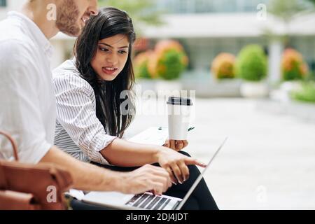 Businesswoman proving her point Stock Photo