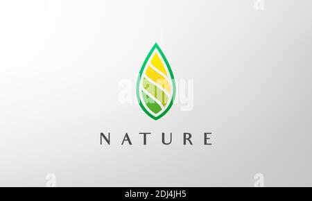 green abstract leaf logo in simple and modern style Stock Vector