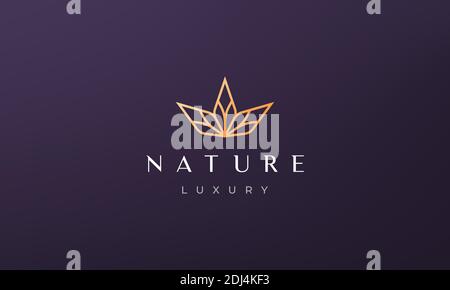 minimalist gold flower leaf logo in a luxury and modern style Stock Vector