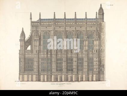 Henry the Seventh's Chapel, North Side, Print made by Charles J. Hullmandel, 1789–1850, British, after Lewis Nockalls Cottingham, 1787–1847, British, undated, Lithograph on slightly textured, medium, white wove paper, Sheet: 23 7/8 × 33 1/2 inches (60.6 × 85.1 cm), architectural subject, City of Westminster, England, London, Palace of Westminster, United Kingdom, Westminster Abbey Stock Photo