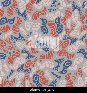 Vector seamless pattern with abstract scratched geometrical figures. Design for textile or wallpaper. Stock Vector
