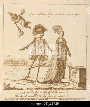 An Emblem of a Modern Marriage, Print made by unknown artist, eighteenth century, Annotated by James Chelsum, 1738–1801, British, 1775, Etching Stock Photo