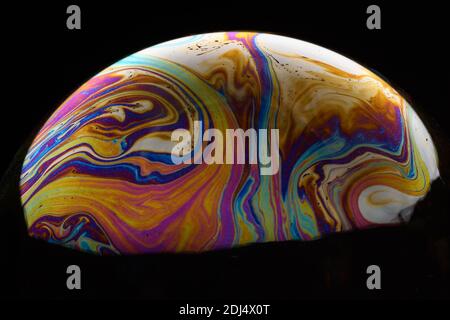 Soap bubble abstract on a black background Stock Photo