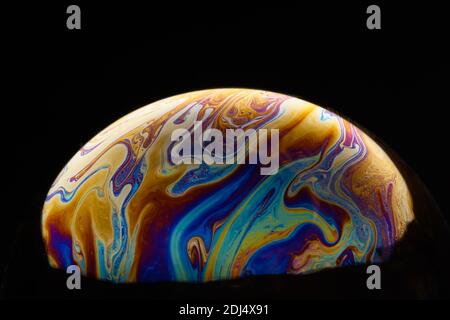 Soap bubble abstract on a black background Stock Photo