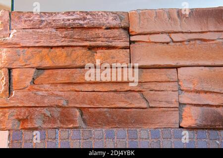 Brick wall in the kitchen. Decorative brick. Kitchen decoration. Stock Photo