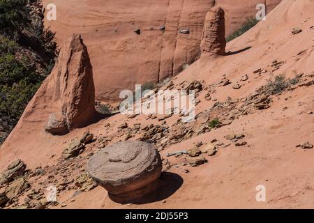 Hiking in Red Rock State Park, near Gallup in Arizona. Stock Photo