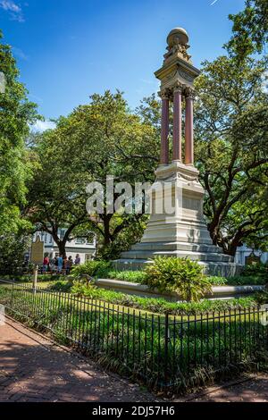 Savannah, GA / USA - April 21, 2016: William Washington Gordon monument on Wright Square in Savannah, Georgia's world famous historic district. Stock Photo