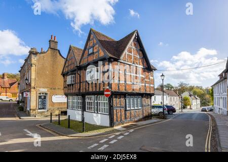 Part of the Spread Eagle Hotel, an historic coaching inn dating from 1430 in South Street, Midhurst, West Sussex Stock Photo