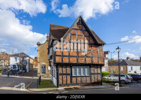 Part of the Spread Eagle Hotel, an historic coaching inn dating from 1430 in South Street, Midhurst, West Sussex Stock Photo