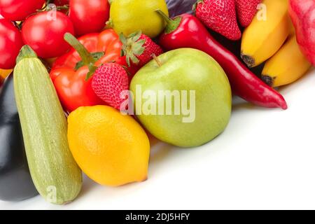 Fruits and vegetables isolated on a white background. Stock Photo