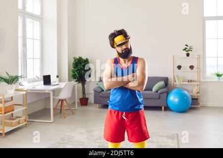 A man dressed for disco-retro parties. Funny bearded guy in