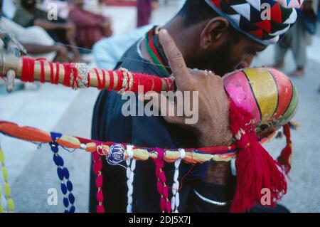 Sufi Music in the Indus Valley Sufi playing Ektara  ,Sindh ,Pakistan Stock Photo