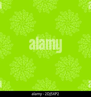 Colorful seamless pattern of abstract patterns on a green background. Simple flat vector illustration. For the design of paper wallpaper, fabric, wrap Stock Vector