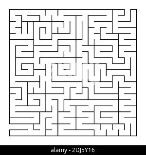 Isolated large labyrinth. Black stroke on a white background. An interesting and useful game for the brain. Simple flat vector illustration. Stock Vector