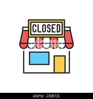 Closed shop line color icon. Sign for web page, mobile app Stock Vector