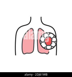Lungs cancer line color icon. Sign for web page, mobile app Stock Vector