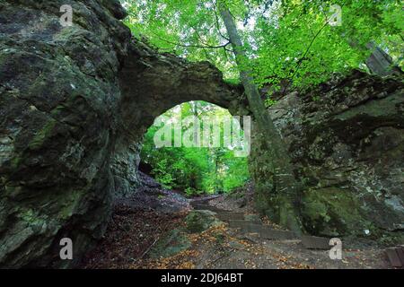 The rock gate is a sight of Emmendorf near Kinding Stock Photo