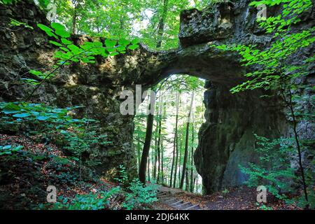 The rock gate is a sight of Emmendorf near Kinding Stock Photo