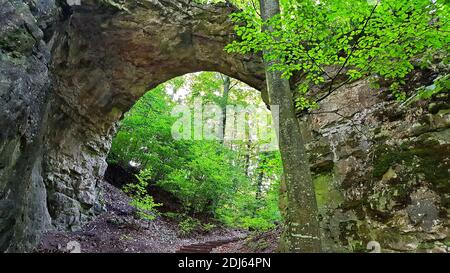 The rock gate is a sight of Emmendorf near Kinding Stock Photo