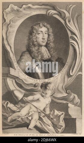 Anthony Ashley Cooper, Earl of Shaftesbury, Print made by Jacobus Houbraken, 1698–1780, Dutch, after Sir Peter Lely, 1618–1680, Dutch, active in England (from 1643), between 1738 and 1742, Etching and line engraving on medium, slightly textured, cream laid paper Stock Photo