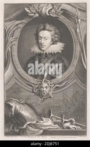 Henry Prince of Wales, Son of King James I, Print made by Jacobus Houbraken, 1698–1780, Dutch, after Isaac Oliver, ca. 1565–1617, French, active in Britain, 1738, Line engraving on medium, slightly textured, cream wove paper Stock Photo