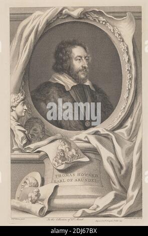 Thomas Howard Earl of Arundel, Print made by Jacobus Houbraken, 1698–1780, Dutch, after Sir Peter Paul Rubens, 1577–1640, Flemish, 1744, Line engraving on medium, slightly textured, cream laid paper Stock Photo