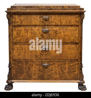 Old vintage antique chest of drawers on white background Stock Photo