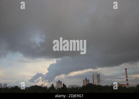The big powerful storm clouds before a thunder-storm Stock Photo