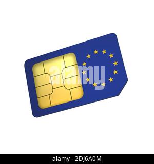 Sim cards on the European Union map. Mobile communications, roaming in ...