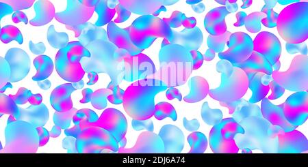 Hologram liquid plastic. Seamless pattern modern graphic gradient amoeba in liquid style. Iridescent Futuristic Blob. Template for trendy design of po Stock Vector