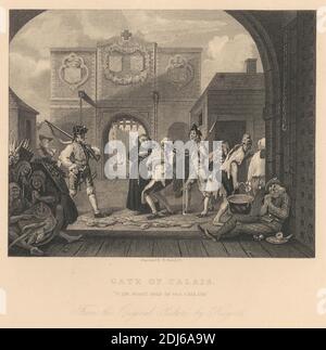 Gate of Calais, O the Roast Beef of Old England, Print made by William Radclyffe, 1780–1855, British, after William Hogarth, 1697–1764, British, 1833, Etching and line engraving on medium, slightly textured, cream wove paper Stock Photo