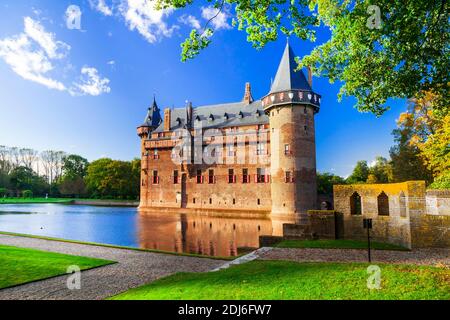 Most beautiful medieval castles of Europe - De Haar in Holland, Utrecht town, Netherlands Stock Photo