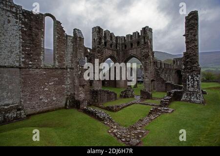 llanthony priory, brecon beacons national park in monmouthshire, south east wales. Stock Photo