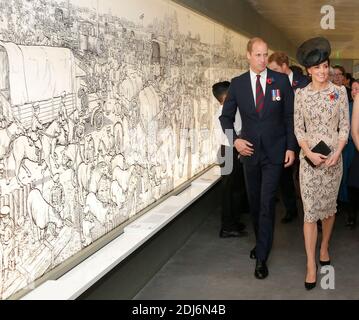 Britain's Prince William, the Duke of Cambridge, and his wife Kate, the Duchess of Cambridge, visit a museum inside the World War I Thiepval Monument prior to the Somme centenary commemorations in Thiepval, northern France, Friday, July 1st, 2016. One week after Britain's vote to leave the European Union, Prime Minister David Cameron and royal family members will stand side-by-side with France's President to celebrate their historic alliance at the centenary of the deadliest battle of World War I. Photo by Francois Mori/Pool/ABACAPRESS.COM Stock Photo