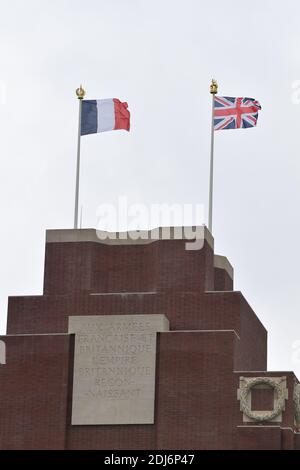 A Memorial service at the Thiepval Somme Memorial to mark the 100th Anniversary of the Battle of the Somme at the Thiepval memorial in France on July 01, 2016. Photo by Christian Liewig/ABACAPRESS.COM Stock Photo