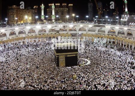 The Great Mosque and inside its courtyard, the 'kaaba' cube, in rare and night images, taken during the last days of Ramadan, in Mecca, Saudi Arabia, on July 2, 2016. Photo by Balkis Press/ABACAPRESS.COM Stock Photo