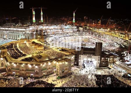 The Great Mosque and inside its courtyard, the 'kaaba' cube, in rare and night images, taken during the last days of Ramadan, in Mecca, Saudi Arabia, on July 2, 2016. Photo by Balkis Press/ABACAPRESS.COM Stock Photo