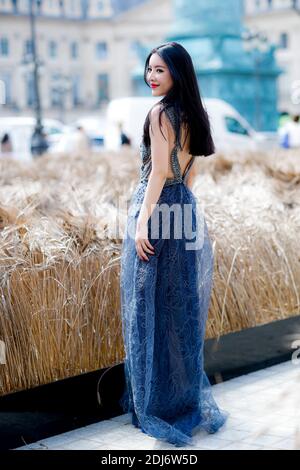 Street style, arriving at Schiaparelli Fall-Winter 2016-2017 Haute Couture show held at Place Vendome, in Paris, France, on July 4th, 2016. Photo by Marie-Paola Bertrand-Hillion/ABACAPRESS.COM Stock Photo