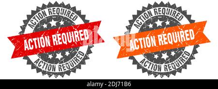 action required grunge stamp set. action required band sign Stock Vector