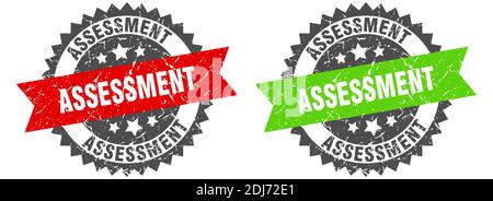 assessment grunge stamp set. assessment band sign Stock Vector