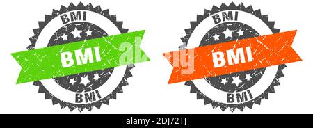 bmi grunge stamp set. bmi band sign Stock Vector