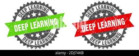 deep learning grunge stamp set. deep learning band sign Stock Vector