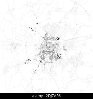 Satellite view of Timisoara the third largest city in Romania, map. Nicknamed the Little Vienna or the City of Flowers. Building and street map Stock Vector