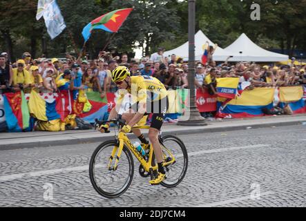 Chris Froome of Great Britain and Team Sky celebrates winning the 2016 Le Tour de France following stage twenty one of the 2016 Le Tour de France, from Chantilly to Paris Champs-Elysees on July 24, 2016 in Paris, France. Photo by Laurent Zabulon/ABACAPRESS.COM Stock Photo