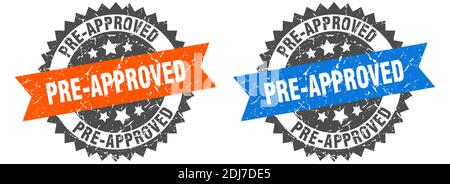 pre-approved grunge stamp set. pre-approved band sign Stock Vector