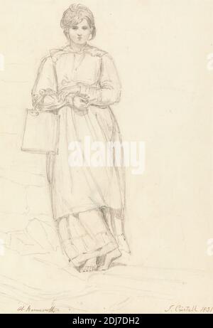 A milk maid holding a milk pail on her head. Engraving by J. Moore after W.  Hogarth Stock Photo - Alamy