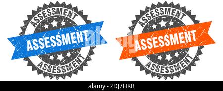 assessment grunge stamp set. assessment band sign Stock Vector