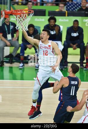 Gen Li in action during the China vs USA basketball game at the 2016 Rio Olympic Games on August 6, 2016 in Rio De Janeiro, Brazil. Photo by Lionel Hahn/ABACAPRESS.COM Stock Photo