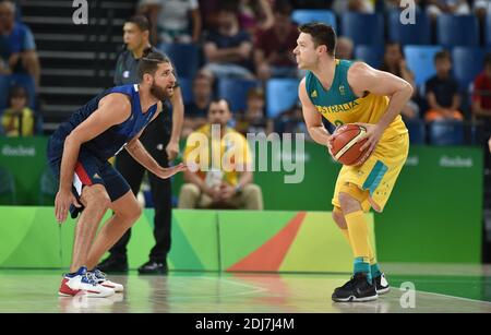 Matthew Dellavedova in action during the France vs Australia basketball game at the 2016 Rio Olympic Games on August 6, 2016 in Rio De Janeiro, Brazil. Photo by Lionel Hahn/ABACAPRESS.COM Stock Photo